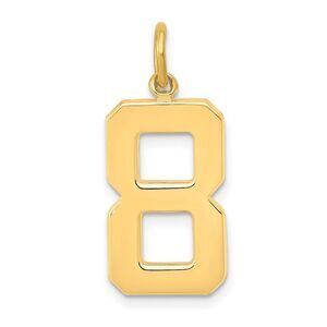 14k Yellow Gold, Athletic Collection, Large Polished Number 8 Pendant